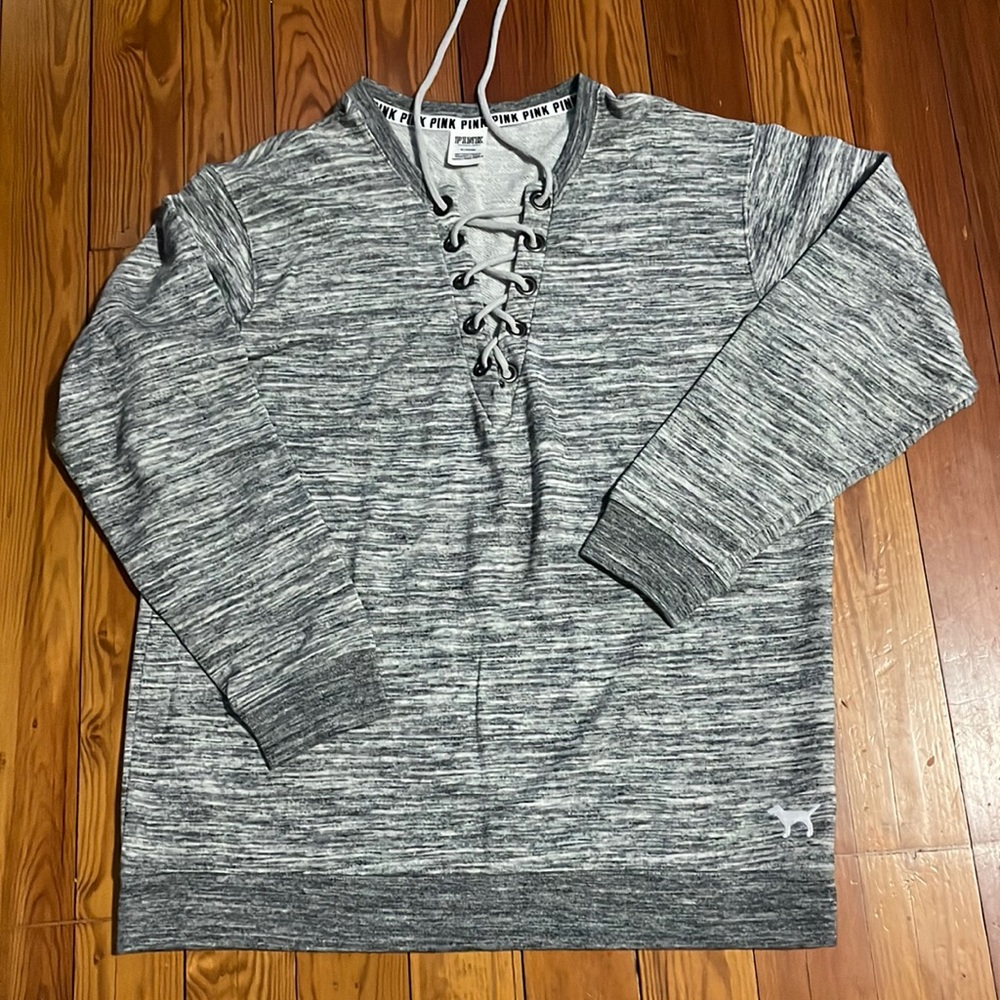VS PINK Lightweight Lace-Up Sweatshirt- M